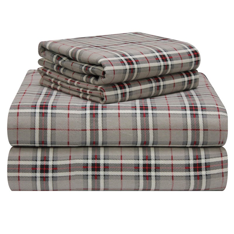 Pointehaven 180 GSM Luxury 100% Soft Cotton Printed Flannel Sheet Set, Queen, Derby - Warm & Cozy - Pre-Shrunk -Deep Pockets - Elastic All Around-Comfy Double Brushed - - Image 1